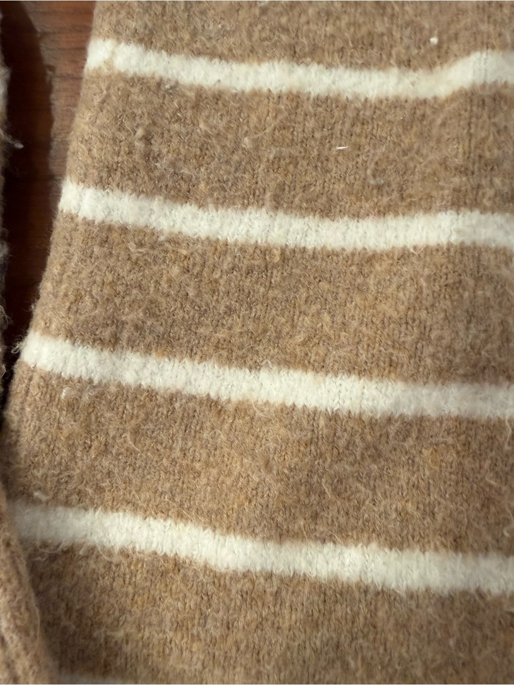 J.Crew Extra-Soft Merino Wool Blend Striped Sweater Tan Ivory L - Picture 7 of 8